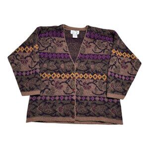 Via Spina Acrylic Blend Italy Multicolor Cardigan Sweater Women’s Large